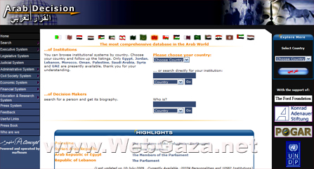 Arab Decision - Describes government, civil society, economic and educative institutions of the Arab countries, and shows their Decision Makers.