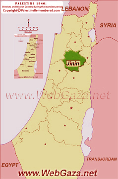 District of Jinin (Jenin) - One of the Palestine Districts-1948, find here important information and profiles from District of Jinin (Jenin).