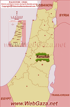 District of Ramallah - One of the Palestine Districts-1948, find here important information and profiles from District of Ramallah.