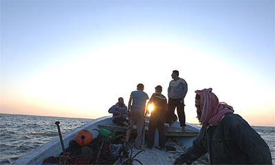Abdul Salam al-Hissi’s boat leaves Gaza City harbour and heads out into the open sea.