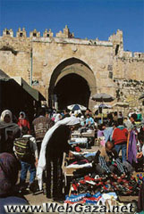 Bab El-Amud (Damascus Gate) - The largest of the Old City's seven gates. The name, Bab El-Amud (Gate of the Column) dates back to the time when Hadrian conquered Jerusalem.